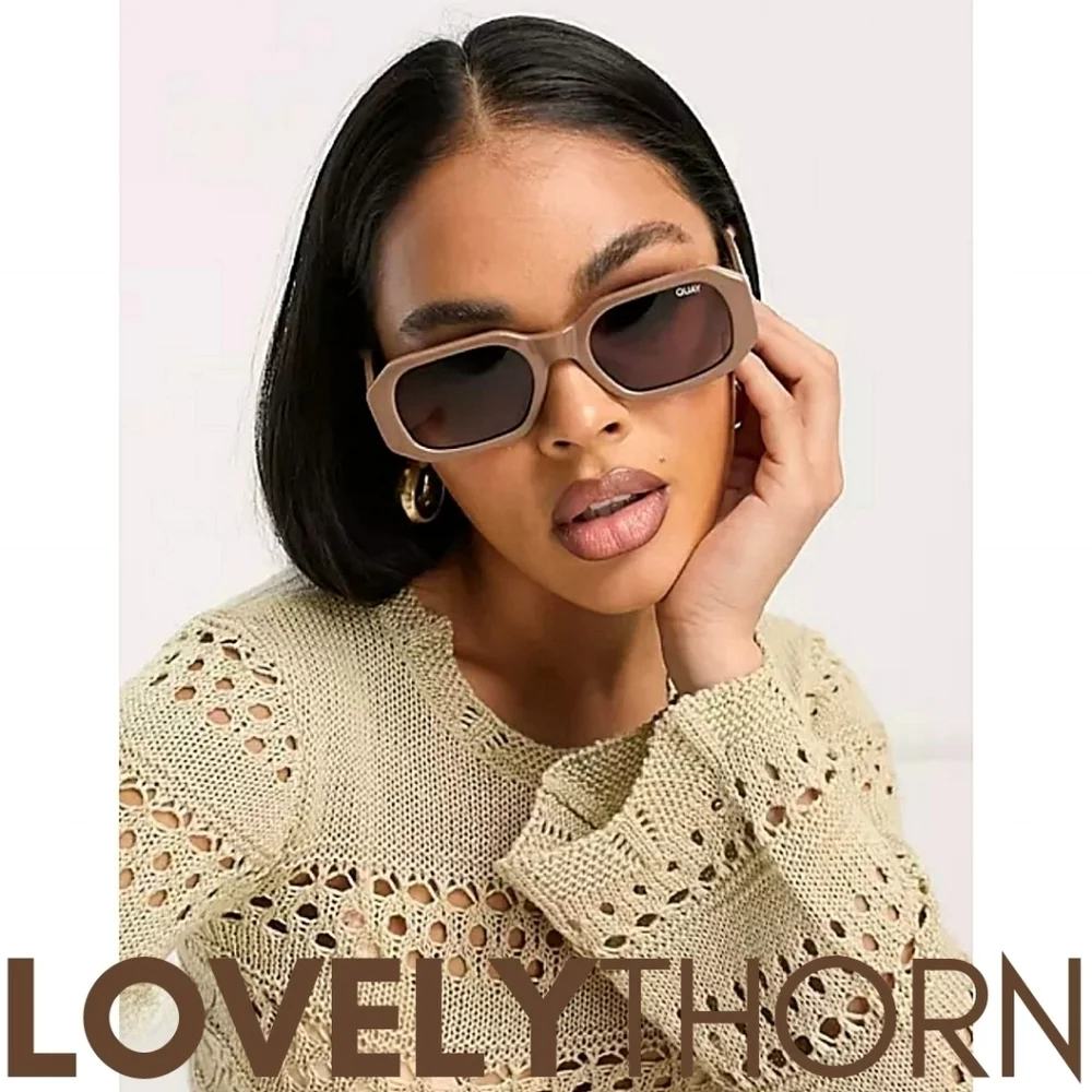 QUAY // ltd ed retro-chic 80's geo-injection oat tan frames brown lenses